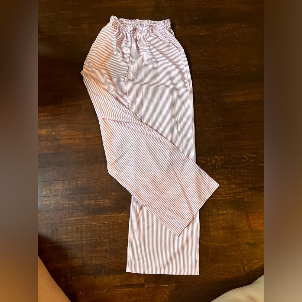 Pink stripped full length lounge pants